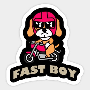 Fast Puggle Boy Dog Owner Retro Funny Dog Sticker